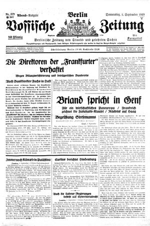 Vossische Zeitung vom 05.09.1929