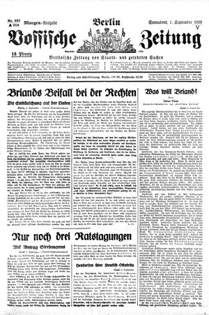 Vossische Zeitung on Sep 7, 1929