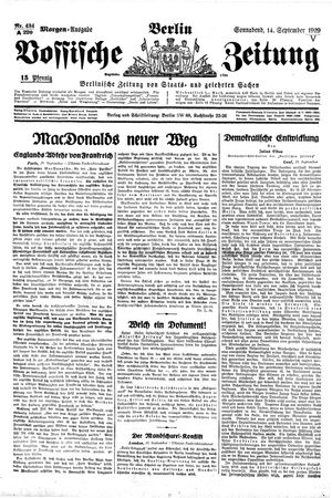 Vossische Zeitung on Sep 14, 1929