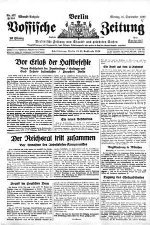 Vossische Zeitung on Sep 16, 1929