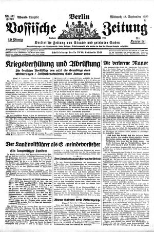Vossische Zeitung on Sep 18, 1929