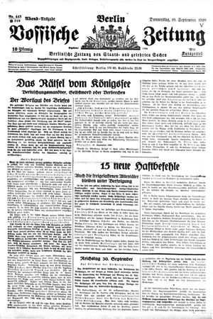 Vossische Zeitung on Sep 19, 1929