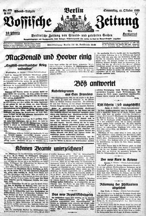 Vossische Zeitung vom 10.10.1929