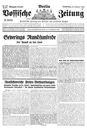 Vossische Zeitung vom 10.10.1929