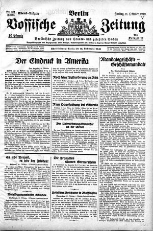 Vossische Zeitung vom 11.10.1929