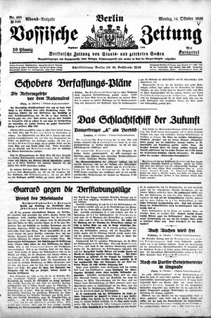 Vossische Zeitung on Oct 14, 1929