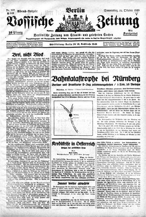 Vossische Zeitung vom 24.10.1929