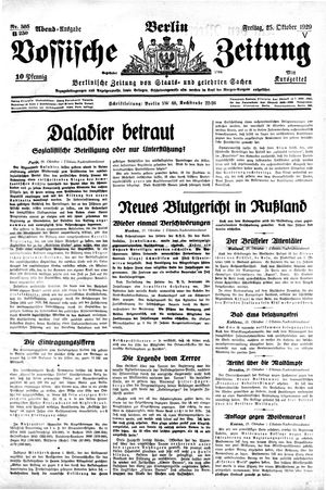 Vossische Zeitung vom 25.10.1929