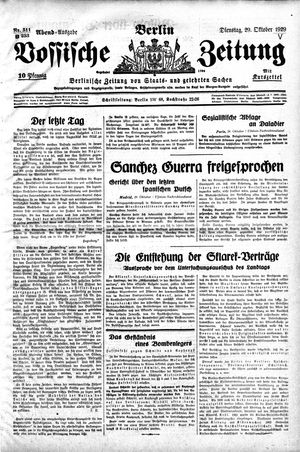 Vossische Zeitung vom 29.10.1929