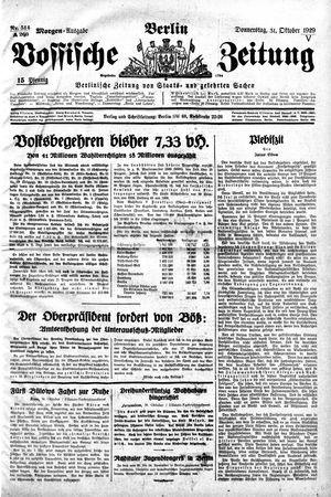 Vossische Zeitung on Oct 31, 1929