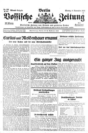Vossische Zeitung vom 11.11.1929