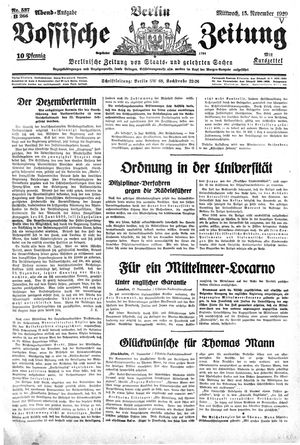 Vossische Zeitung vom 13.11.1929