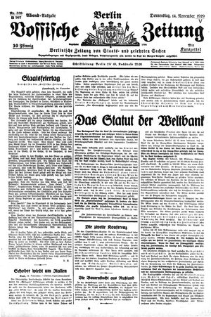 Vossische Zeitung vom 14.11.1929
