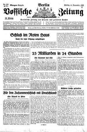 Vossische Zeitung vom 15.11.1929
