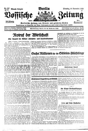 Vossische Zeitung vom 19.11.1929