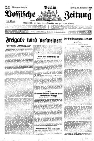 Vossische Zeitung on Nov 22, 1929