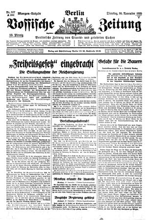Vossische Zeitung vom 26.11.1929