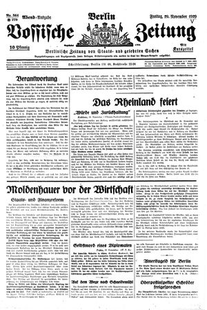 Vossische Zeitung vom 29.11.1929