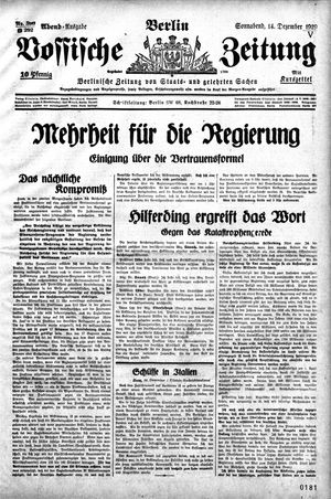 Vossische Zeitung vom 14.12.1929