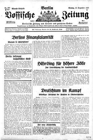 Vossische Zeitung on Dec 16, 1929
