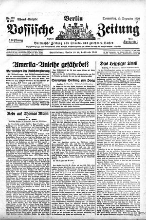 Vossische Zeitung vom 19.12.1929