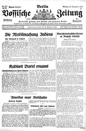 Vossische Zeitung vom 30.12.1929