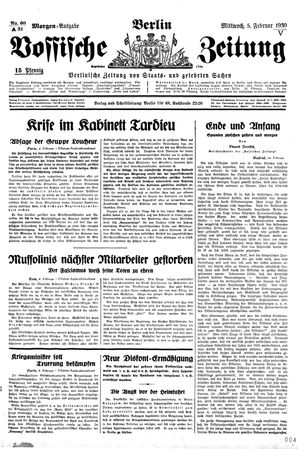 Vossische Zeitung on Feb 5, 1930
