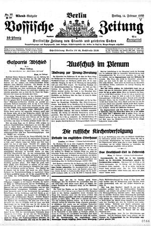 Vossische Zeitung on Feb 14, 1930