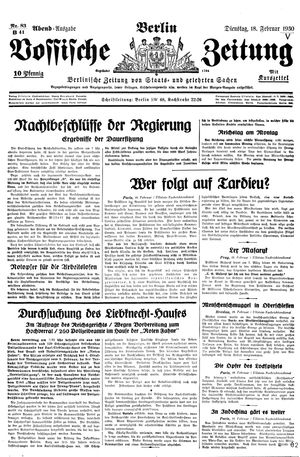 Vossische Zeitung on Feb 18, 1930