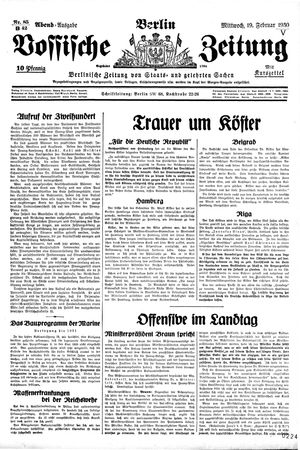 Vossische Zeitung vom 19.02.1930