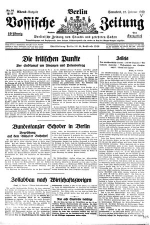 Vossische Zeitung on Feb 22, 1930