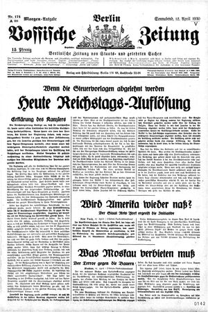 Vossische Zeitung on Apr 12, 1930
