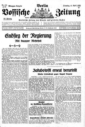 Vossische Zeitung vom 15.04.1930