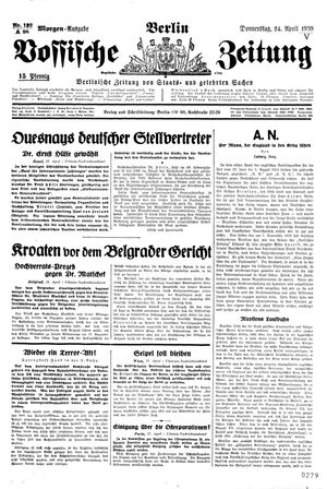 Vossische Zeitung on Apr 24, 1930