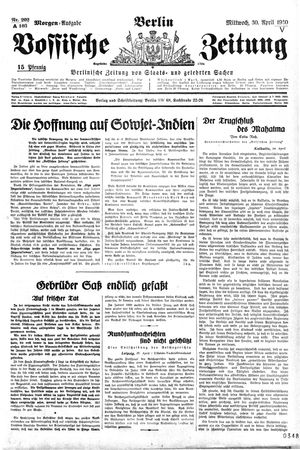 Vossische Zeitung vom 30.04.1930