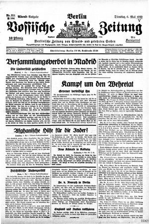Vossische Zeitung vom 06.05.1930