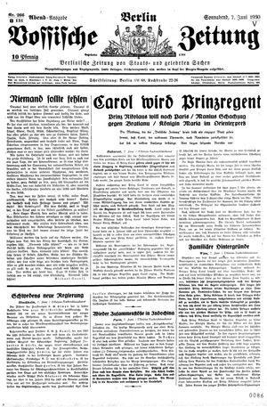 Vossische Zeitung vom 07.06.1930
