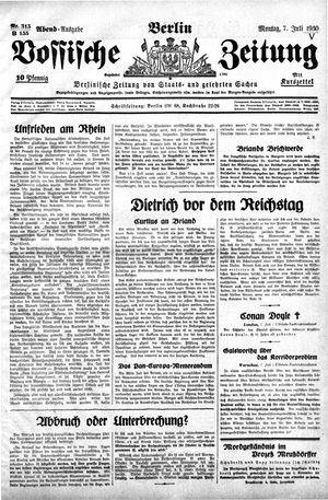 Vossische Zeitung vom 07.07.1930