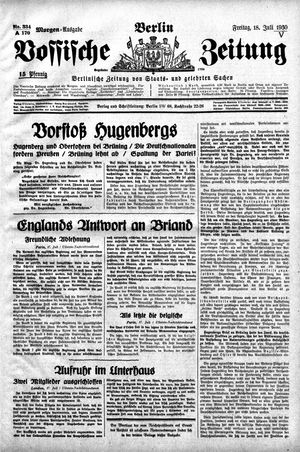 Vossische Zeitung vom 18.07.1930