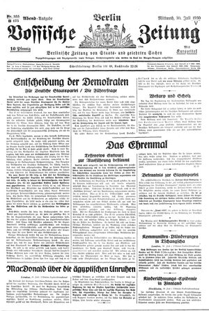 Vossische Zeitung vom 30.07.1930