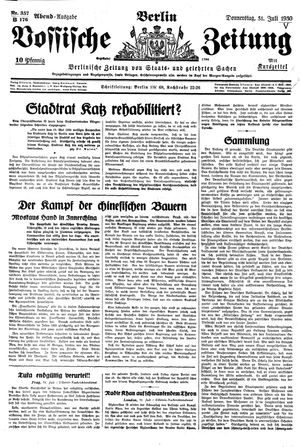 Vossische Zeitung vom 31.07.1930