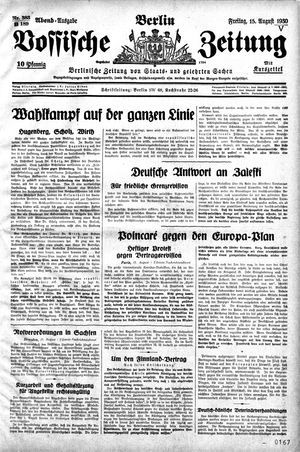 Vossische Zeitung vom 15.08.1930