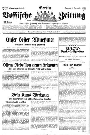 Vossische Zeitung vom 07.09.1930