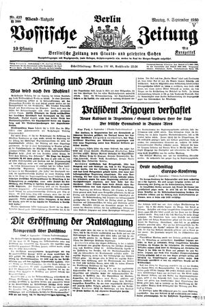 Vossische Zeitung on Sep 8, 1930