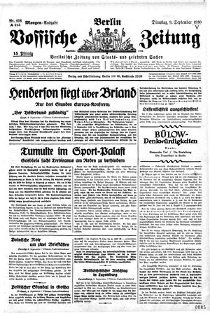 Vossische Zeitung vom 09.09.1930
