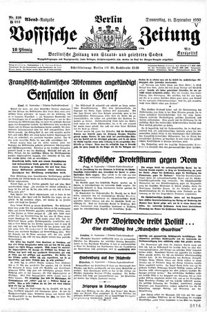 Vossische Zeitung vom 11.09.1930