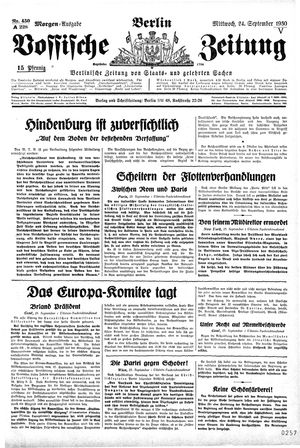 Vossische Zeitung vom 24.09.1930