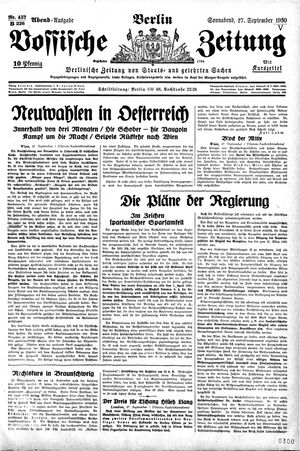 Vossische Zeitung on Sep 27, 1930