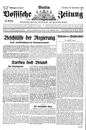 Vossische Zeitung vom 30.09.1930