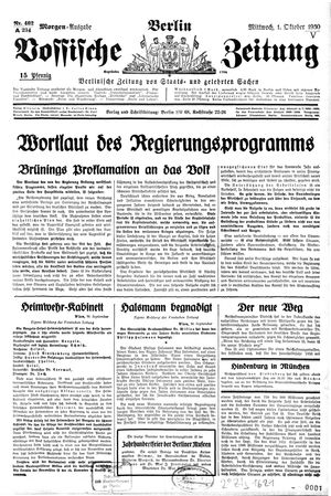 Vossische Zeitung vom 01.10.1930